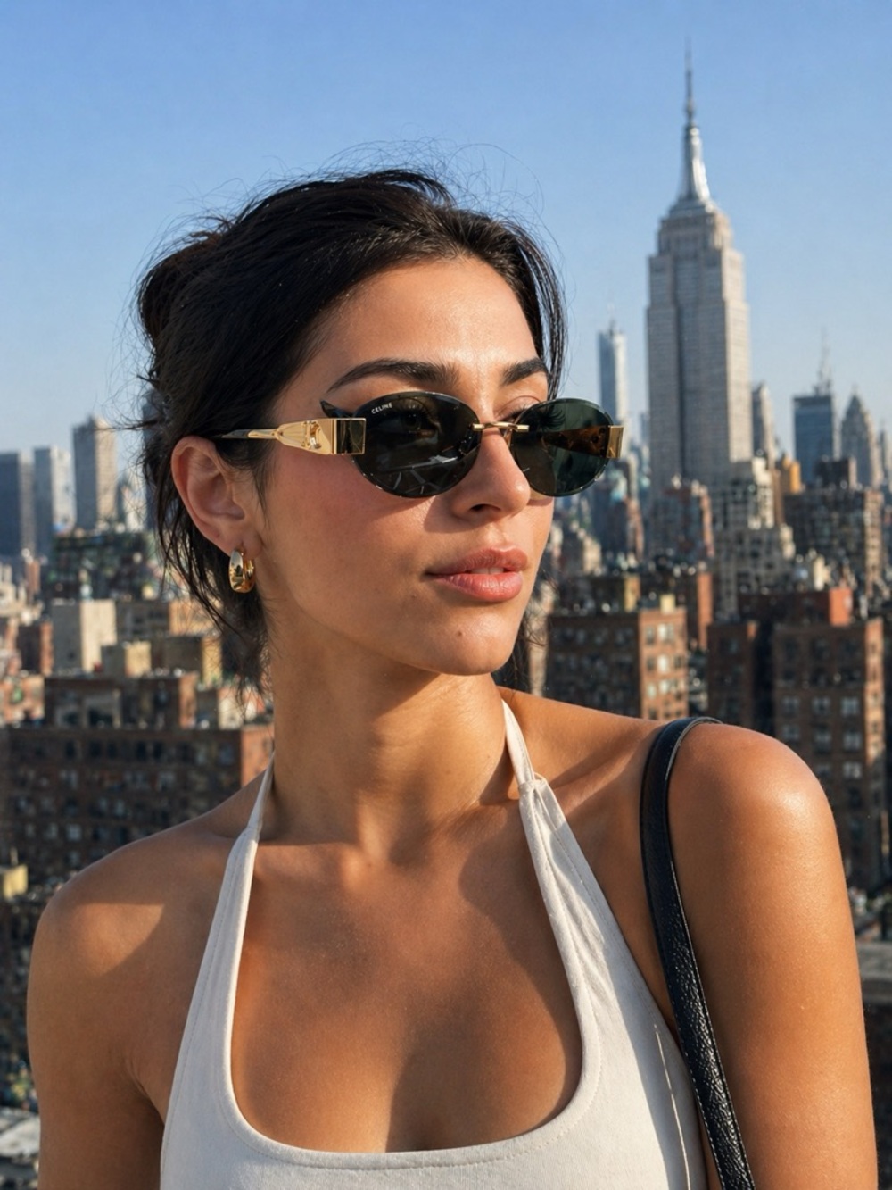 Celine Oval Sunglasses in Dark Green and Gold - Picture 14 of 14